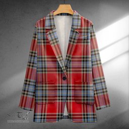 ScotsTee Shop MacLeay Weathered Clan Crest Casual Tartan Flat Lapel Collar Blazer Tartan Blazer Cotton