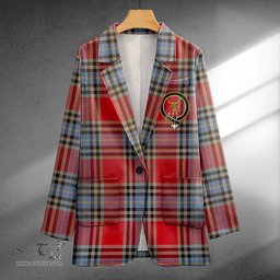 ScotsTee Shop MacLeay Weathered Clan Crest Casual Tartan Flat Lapel Collar Blazer Tartan Blazer Cotton