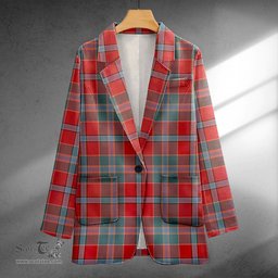 ScotsTee Shop Murray of Abercairney Weathered Clan Crest Casual Tartan Flat Lapel Collar Blazer Tartan Blazer Cotton