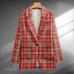 ScotsTee Shop Ogilvie Weathered Clan Crest Casual Tartan Flat Lapel Collar Blazer Tartan Blazer Cotton