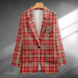 ScotsTee Shop Ogilvie Weathered Clan Crest Casual Tartan Flat Lapel Collar Blazer Tartan Blazer Cotton