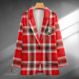 ScotsTee Shop MacLean of Duart Dress Red Modern Clan Crest Casual Tartan Flat Lapel Collar Blazer Tartan Blazer Cotton