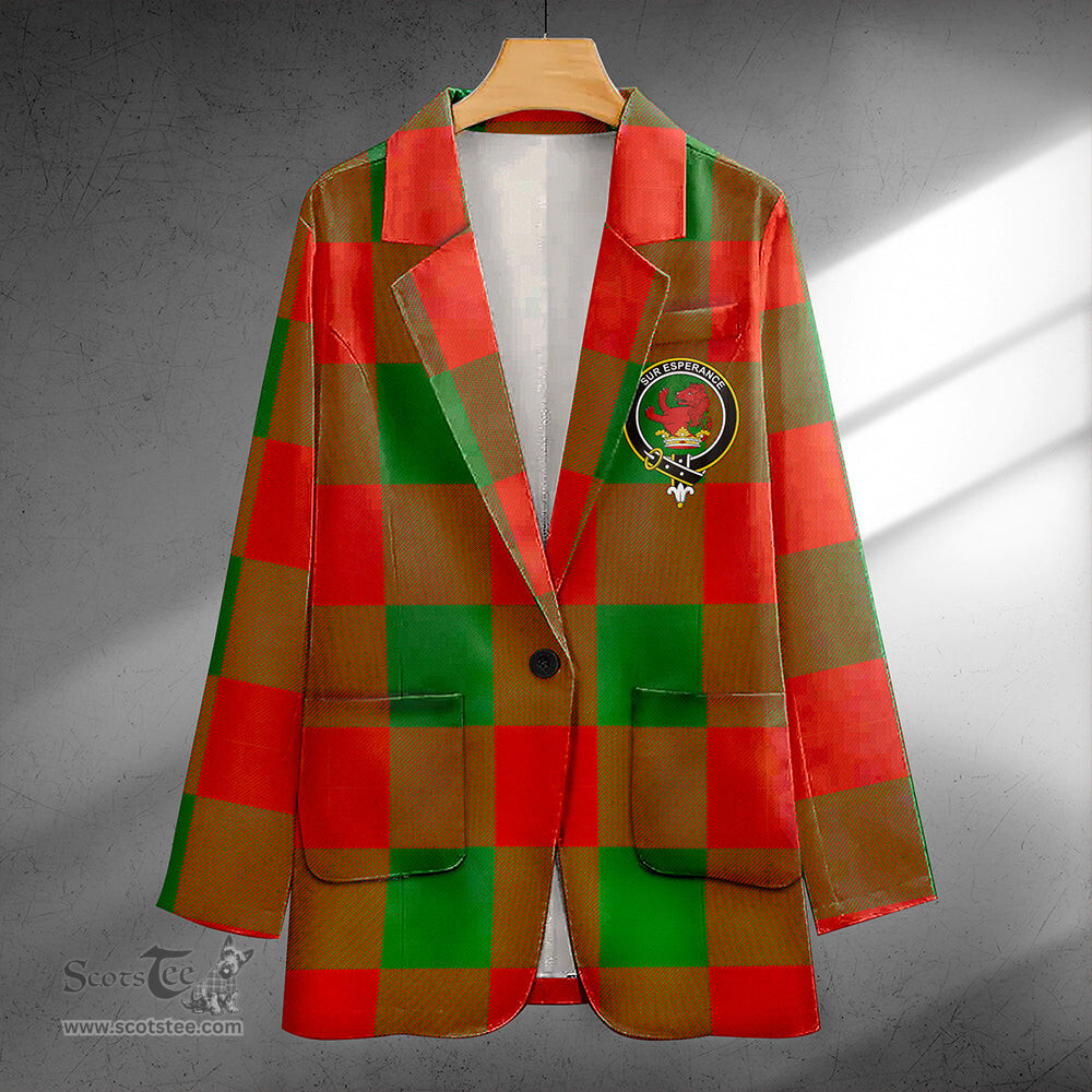 ScotsTee Shop Moncrieffe Ancient Clan Crest Casual Tartan Flat Lapel Collar Blazer Tartan Blazer Cotton