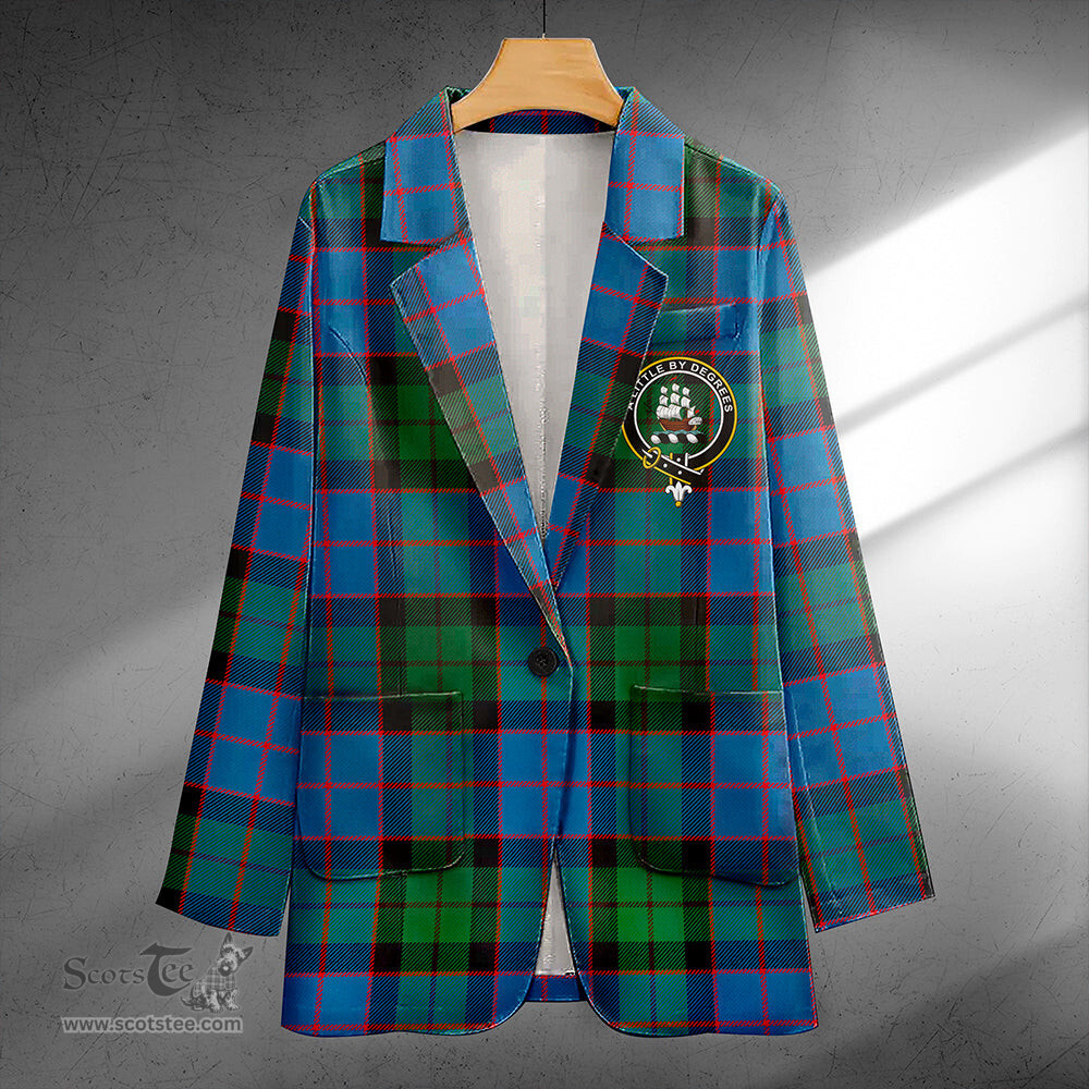 ScotsTee Shop MacWilliam (Williamson) Modern Clan Crest Casual Tartan Flat Lapel Collar Blazer Tartan Blazer Cotton