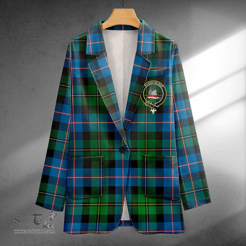 ScotsTee Shop MacNeil of Barra Old (MacNeill Old) Ancient Clan Crest Casual Tartan Flat Lapel Collar Blazer Tartan Blazer Cotton