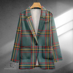 ScotsTee Shop MacLaine of LochBuie Hunting (MacLaine) Weathered Clan Crest Casual Tartan Flat Lapel Collar Blazer Tartan Blazer Cotton