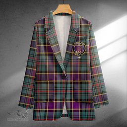 ScotsTee Shop Ogilvie of Inverarity (Wilson) Weathered Clan Crest Casual Tartan Flat Lapel Collar Blazer Tartan Blazer Cotton