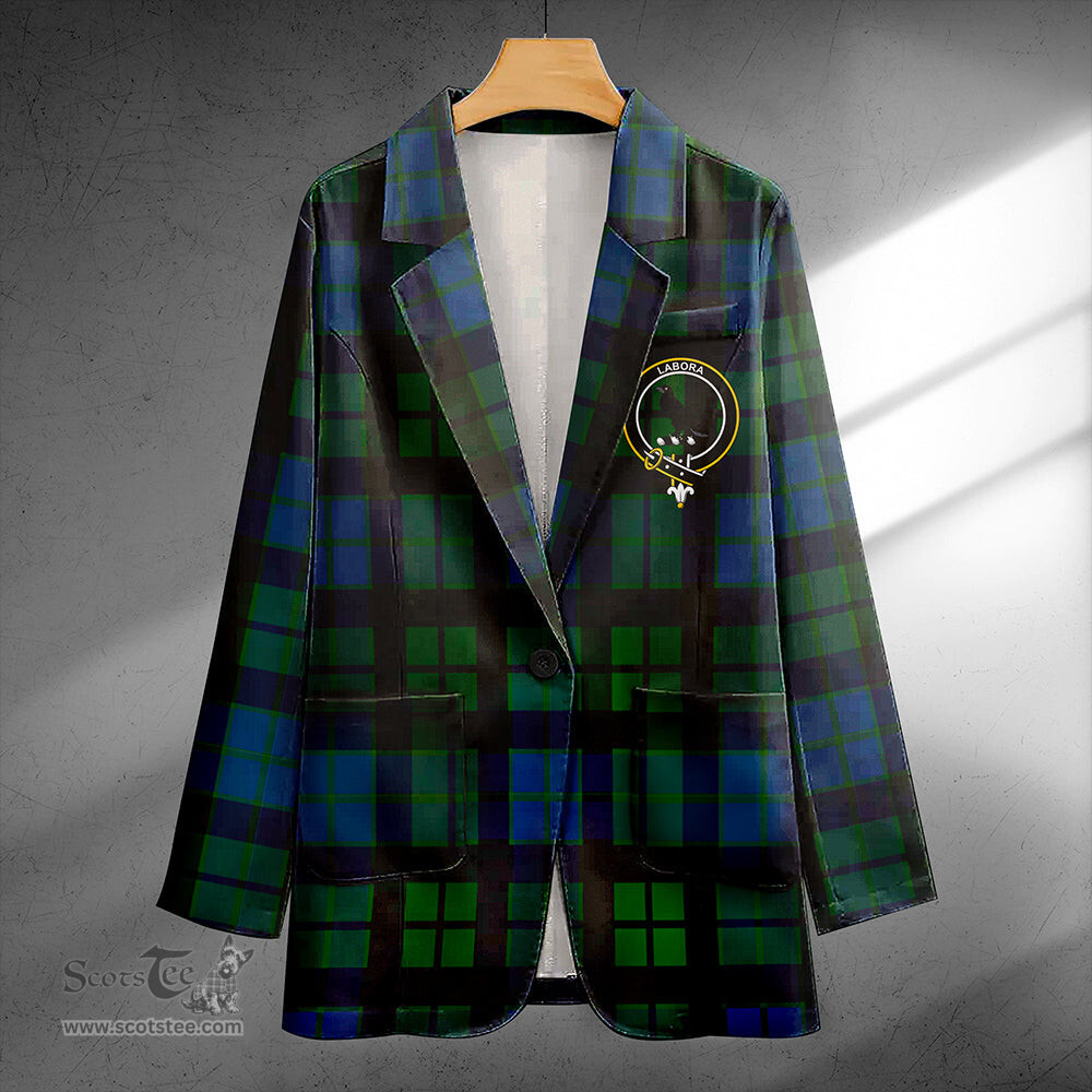 ScotsTee Shop MacKie Clan Crest Casual Tartan Flat Lapel Collar Blazer Tartan Blazer Cotton