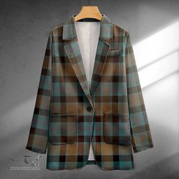 ScotsTee Shop MacTaggart Weathered Clan Crest Casual Tartan Flat Lapel Collar Blazer Tartan Blazer Cotton