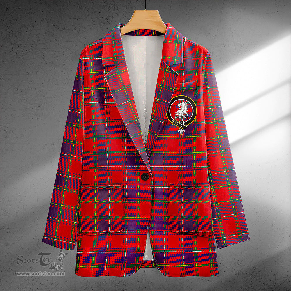 ScotsTee Shop Mair Modern Clan Crest Casual Tartan Flat Lapel Collar Blazer Tartan Blazer Cotton