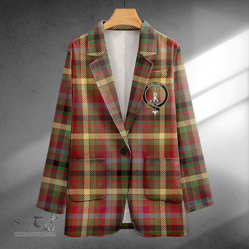 ScotsTee Shop MacKay of Strathnaver Ancient Clan Crest Casual Tartan Flat Lapel Collar Blazer Tartan Blazer Cotton