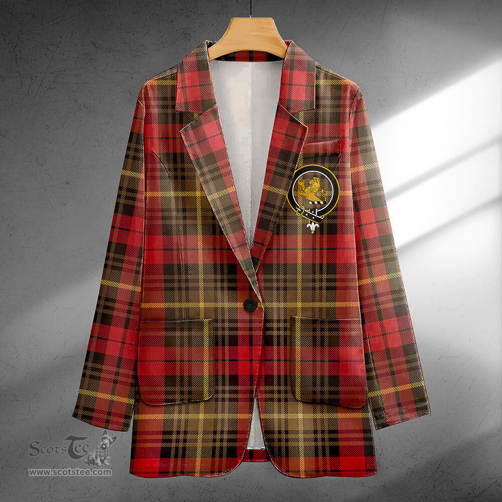 ScotsTee Shop Martin Weathered Clan Crest Casual Tartan Flat Lapel Collar Blazer Tartan Blazer Cotton