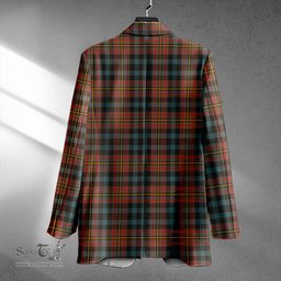 ScotsTee Shop MacLellan Weathered Clan Crest Casual Tartan Flat Lapel Collar Blazer Tartan Blazer Cotton