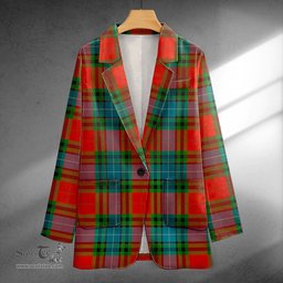 ScotsTee Shop Manson Ancient Clan Crest Casual Tartan Flat Lapel Collar Blazer Tartan Blazer Cotton