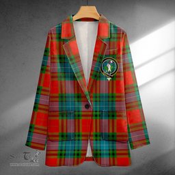 ScotsTee Shop Manson Ancient Clan Crest Casual Tartan Flat Lapel Collar Blazer Tartan Blazer Cotton