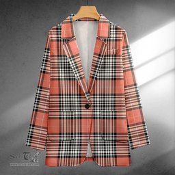 ScotsTee Shop Napier Rose Ancient Clan Crest Casual Tartan Flat Lapel Collar Blazer Tartan Blazer Cotton