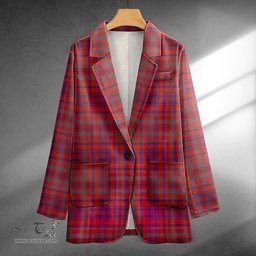 ScotsTee Shop MacLeod of Tullibardine (Red MacLeod) Weathered Clan Crest Casual Tartan Flat Lapel Collar Blazer Tartan Blazer Cotton