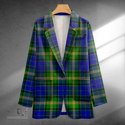 ScotsTee Shop Maitland Clan Crest Casual Tartan Flat Lapel Collar Blazer Tartan Blazer Cotton