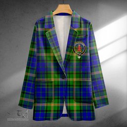 ScotsTee Shop Maitland Clan Crest Casual Tartan Flat Lapel Collar Blazer Tartan Blazer Cotton