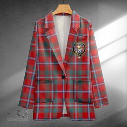 ScotsTee Shop Murray of Abercairney Portrait (Murray of Abercairney; Portrait) Weathered Clan Crest Casual Tartan Flat Lapel Collar Blazer Tartan Blazer Cotton