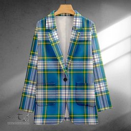 ScotsTee Shop Maver Dress Ancient Clan Crest Casual Tartan Flat Lapel Collar Blazer Tartan Blazer Cotton
