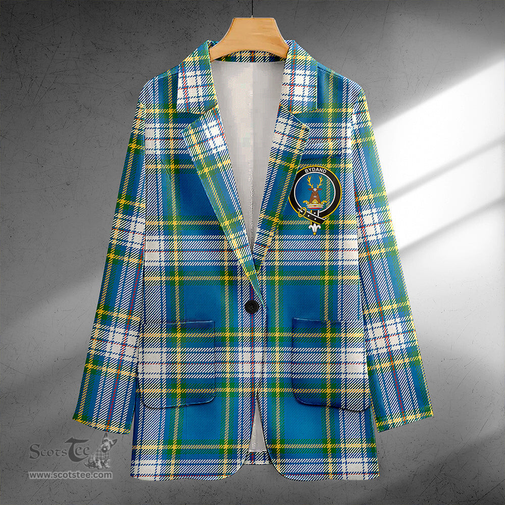 ScotsTee Shop Maver Dress Ancient Clan Crest Casual Tartan Flat Lapel Collar Blazer Tartan Blazer Cotton