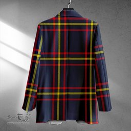 ScotsTee Shop MacLaine of LochBuie Hunting (MacLaine) Modern Clan Crest Casual Tartan Flat Lapel Collar Blazer Tartan Blazer Cotton