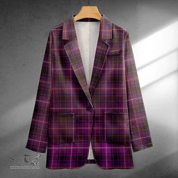 ScotsTee Shop MacIver of Strome Weathered Clan Crest Casual Tartan Flat Lapel Collar Blazer Tartan Blazer Cotton