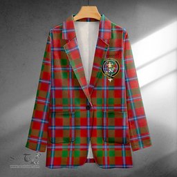 ScotsTee Shop Murray of Abercairney Portrait (Murray of Abercairney; Portrait) Modern Clan Crest Casual Tartan Flat Lapel Collar Blazer Tartan Blazer Cotton