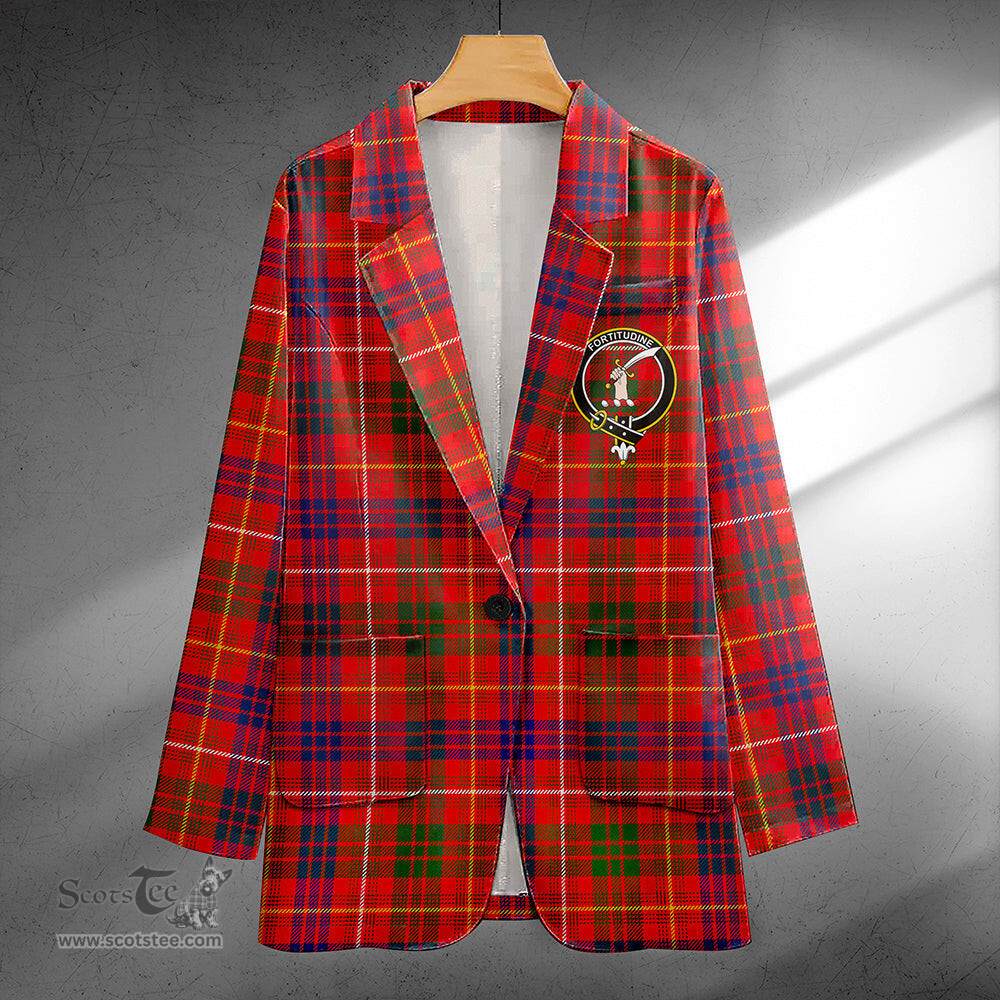 ScotsTee Shop MacRae of Inverinate Modern Clan Crest Casual Tartan Flat Lapel Collar Blazer Tartan Blazer Cotton