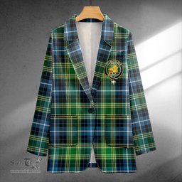 ScotsTee Shop MacKellar Ancient Clan Crest Casual Tartan Flat Lapel Collar Blazer Tartan Blazer Cotton