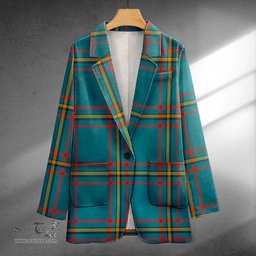 ScotsTee Shop MacLaine of LochBuie Hunting (MacLaine) Ancient Clan Crest Casual Tartan Flat Lapel Collar Blazer Tartan Blazer Cotton