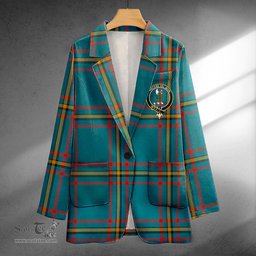 ScotsTee Shop MacLaine of LochBuie Hunting (MacLaine) Ancient Clan Crest Casual Tartan Flat Lapel Collar Blazer Tartan Blazer Cotton