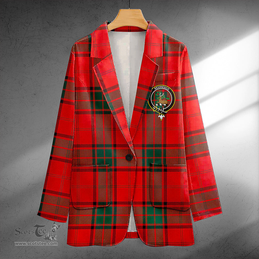 ScotsTee Shop Maxwell Modern Clan Crest Casual Tartan Flat Lapel Collar Blazer Tartan Blazer Cotton