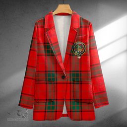 ScotsTee Shop Maxwell Modern Clan Crest Casual Tartan Flat Lapel Collar Blazer Tartan Blazer Cotton