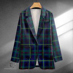 ScotsTee Shop Miller Modern Clan Crest Casual Tartan Flat Lapel Collar Blazer Tartan Blazer Cotton