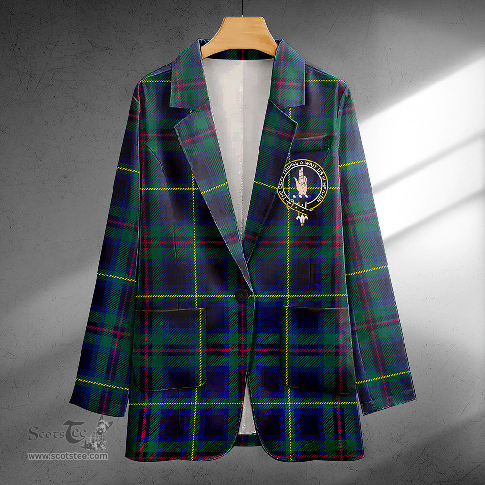 ScotsTee Shop Miller Modern Clan Crest Casual Tartan Flat Lapel Collar Blazer Tartan Blazer Cotton
