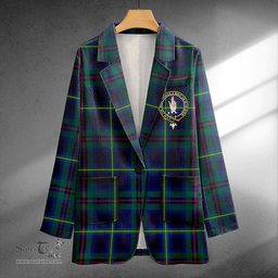 ScotsTee Shop Miller Modern Clan Crest Casual Tartan Flat Lapel Collar Blazer Tartan Blazer Cotton