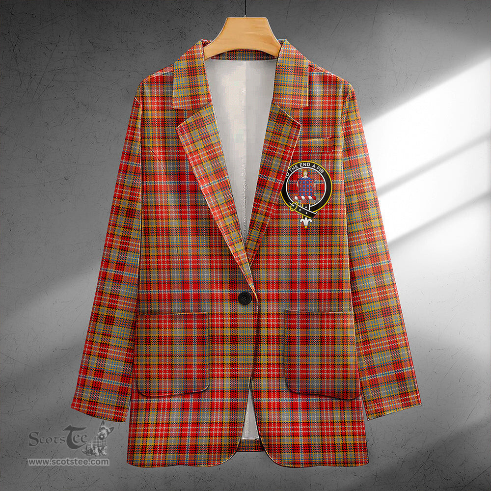 ScotsTee Shop Ogilvie of Airlie Ancient Clan Crest Casual Tartan Flat Lapel Collar Blazer Tartan Blazer Cotton