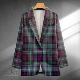 ScotsTee Shop MacNeil of Colonsay (MacNeil of Barra of Colonsay) Weathered Clan Crest Casual Tartan Flat Lapel Collar Blazer Tartan Blazer Cotton