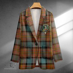 ScotsTee Shop MacLaren Weathered Clan Crest Casual Tartan Flat Lapel Collar Blazer Tartan Blazer Cotton