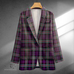 ScotsTee Shop Murray Weathered Clan Crest Casual Tartan Flat Lapel Collar Blazer Tartan Blazer Cotton