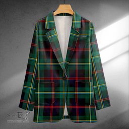 ScotsTee Shop Malcolm Modern Clan Crest Casual Tartan Flat Lapel Collar Blazer Tartan Blazer Cotton