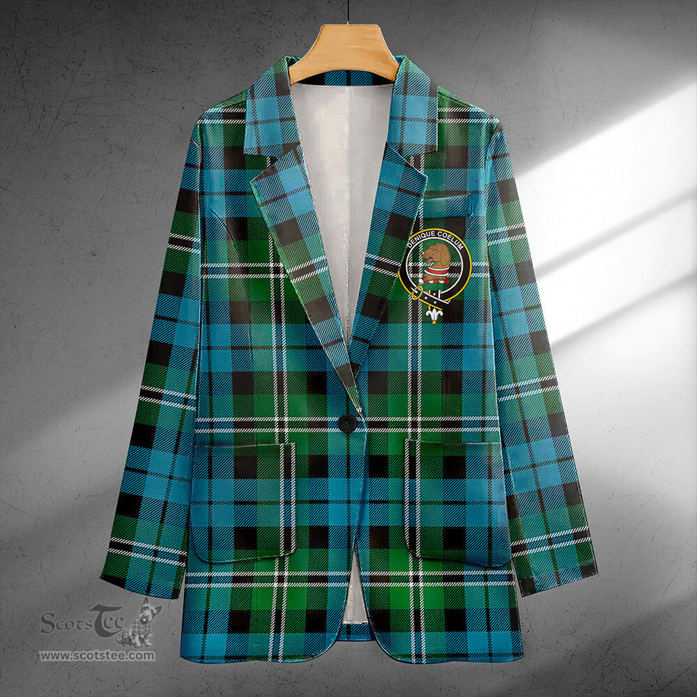 ScotsTee Shop Melville Ancient Clan Crest Casual Tartan Flat Lapel Collar Blazer Tartan Blazer Cotton