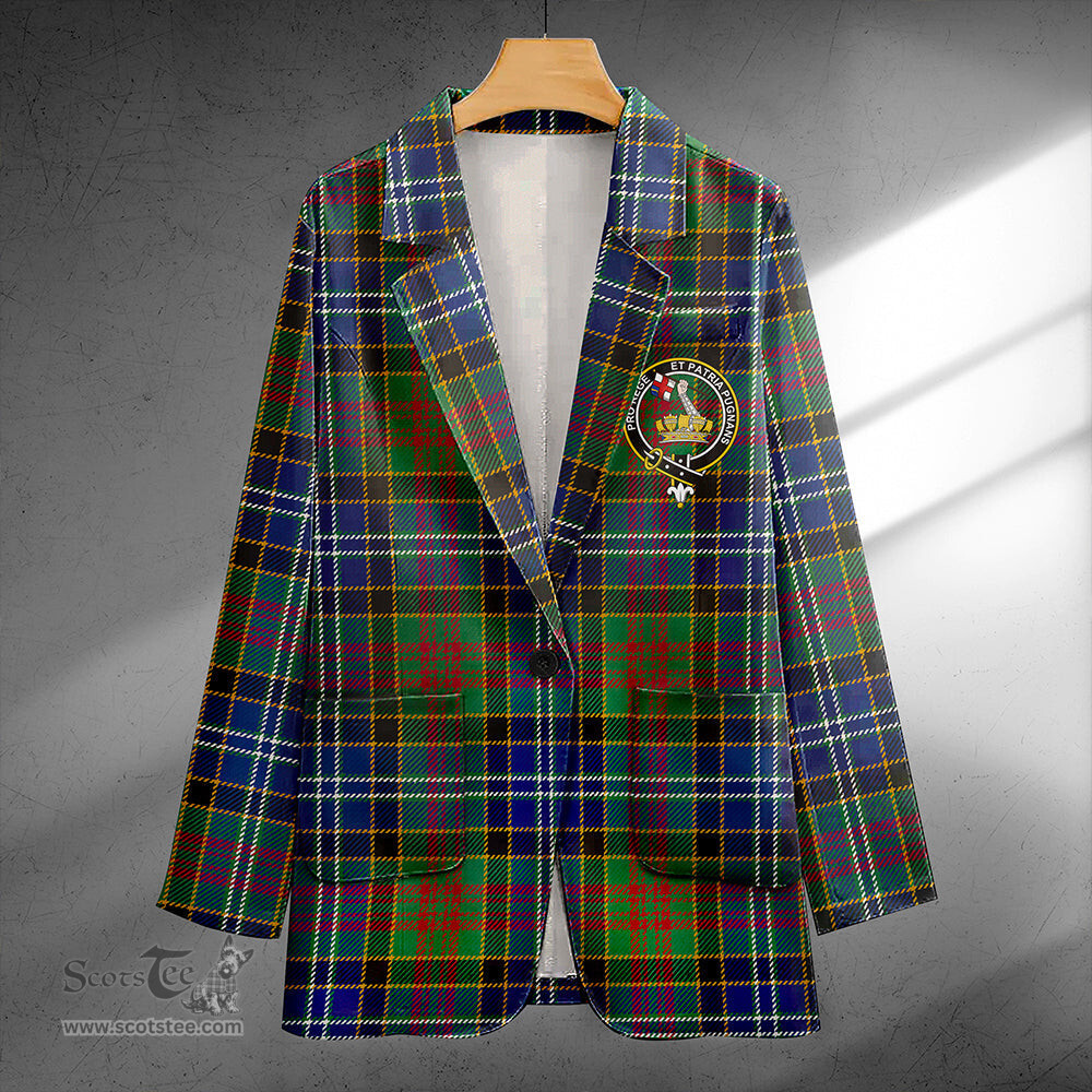 ScotsTee Shop Paisley Drennan (Drennan Drennan) Modern Clan Crest Casual Tartan Flat Lapel Collar Blazer Tartan Blazer Cotton