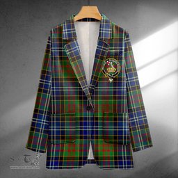 ScotsTee Shop Paisley Drennan (Drennan Drennan) Modern Clan Crest Casual Tartan Flat Lapel Collar Blazer Tartan Blazer Cotton