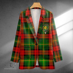 ScotsTee Shop Martin Ancient Clan Crest Casual Tartan Flat Lapel Collar Blazer Tartan Blazer Cotton
