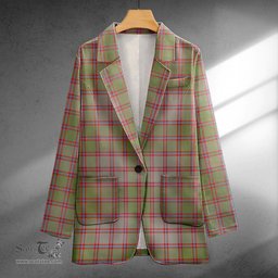 ScotsTee Shop MacPherson of Glentruim Weathered Clan Crest Casual Tartan Flat Lapel Collar Blazer Tartan Blazer Cotton