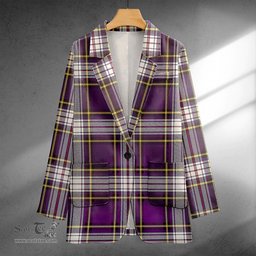 ScotsTee Shop Maver Dress Weathered Clan Crest Casual Tartan Flat Lapel Collar Blazer Tartan Blazer Cotton
