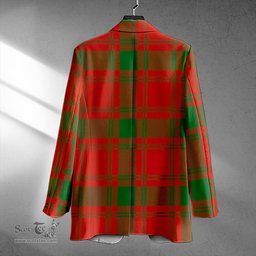 ScotsTee Shop MacQuarrie (MacGuarie) Ancient Clan Crest Casual Tartan Flat Lapel Collar Blazer Tartan Blazer Cotton